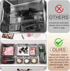 14 Pcs Clear Drawer Organizer, Adjustable Drawer Storage Box, 3-Size Desk Drawer Organizer, Acrylic Storage Bins for Makeup, Kitchen Utensils, Bedroom Dressers Tool Organizer for Gadgets, Black