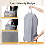 Large Laundry Hamper, 100L Waterproof Laundry Basket with Lid and Removable Bag, Collapsible Tall Clothes Hamper with Bamboo Handles for Clothes Toys in Dorm Bedroom Bathroom, Grey