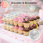 (24 Count x 5 Sets Plastic Cupcake Containers with Liners, Clear Cupcake Holder with Lids, Disposable Cupcake Carrier for Bakery, Cupcake Storage Box for Parties, Bake Sale Packaging