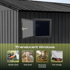 10' x 8' XL Outdoor Storage Shed, Sturdy Metal Building w/Floor and Operable Window for Garden, Backyard, Poolside and Lawn, Black
