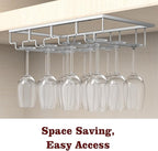Nuovoware Wine Glass Rack, [2-Pack] Wine Glass Hanger Rack Under Cabinet Stemware Holder Storage Hanger for Bar Kitchen Cabinet (4 Rows), Silver