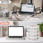 Gonice White Desk 4 Drawer Organizer, Plastic Small Drawer Storage, Desk Storage for Office and Home