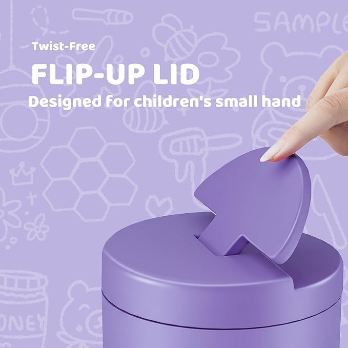 12oz Soup Thermo for Hot Food Kids Vacuum Insulated Food Jar Twist-Free Soup Thermo for Hot Food Kids Leakproof Stainless Steel Wide Mouth Lunch Container (Purple)