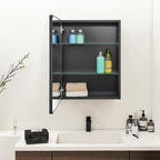 Fundin Medicine Cabinet 20 x 26 inches Mirror Size, Recessed or Surface Mount, Black Aluminum Bathroom Wall Cabinet with Mirror and Adjustable Shelves.