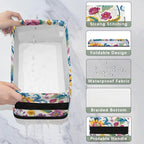 Small Bathroom Baskets for Toilet,Foldable Toilet Paper Tank Basket Organizer for Towels Storage Decorative Open Storage Bins for Home,Closet,Containers,Cabinet（Beautiful Flower ）