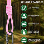 TECEUM Rope – 90 Feet x 1/4 Inch (7mm) – Pink – Strong All-Purpose Utility Rope – Camping, Crafting, Flag Pole, Indoor & Outdoor – Polypropylene Nylon Poly Lightweight Diamond Braided Cord