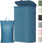 Lifewit 65L Slim Laundry Basket with Lid, Narrow Large Laundry Hamper with Plastic Handles and Removable Bag, Tall Foldable Dirty Clothes Hampers for Laundry Room, Bedroom, Bathroom, Dorm, Dark Blue
