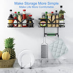 Shower Caddy 3 Pack - Shower Organizer Shelves Rack Rustproof No Drill Self Adhesive Shower Caddies with Soap Dish & Side Hooks for Bathroom Kitchen Storage, Black