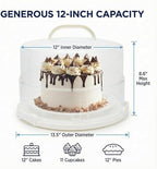 12 Inch Cake Carrier with Lid and Handle – Heavy-Duty Cake Container for Baking Events & Outdoor Trips | Adjustable Height,Portable Food Cake Carrier Storage Solution for Picnics & Camping
