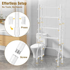 EAGMAK 4 Tier Over The Toilet Storage Rack, Bathroom Organizers and Storage Over Toilet with Adjustable Shelf and Basket, Above Toilet Storage Bathroom Cabinet for Small Space (White)