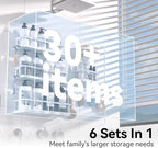YASONIC Shower Caddy, Large Capacity Bath Organizer with Soap Holder and 12 Hooks, 6 Pack Rustproof Bathroom Shelves for Inside Shower, No Drilling&Sleek Bathroom Organizers and Storage White