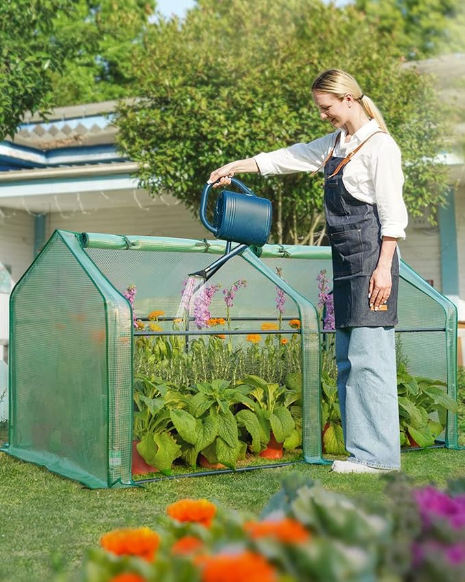 Quictent Mini Greenhouse, Portable Quick-Setup Small Tabletop Waterproof UV Protected PE Cover Shelter for Outdoors/Indoors W/ Raised Base for Garden Plant Seed Starting, 71"x36"x36", Green