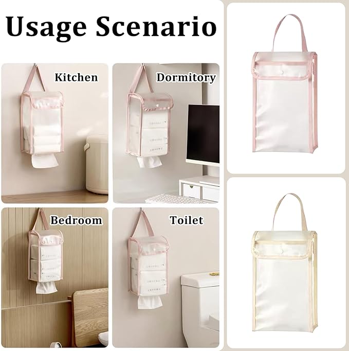 MIUPOO Toilet Paper Storage Bag,Reusable Roll Tissue Organizer,Large Capacity Toilet Paper Organizer,Free Standing Bathroom Set,Pink and Beige,2 Pieces. (2, Pink and Beige)