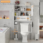 Vabches Farmhouse Over The Toilet Storage Cabinet with 2 Barn Doors & Sliding Door, Over The Toilet Bathroom Organizer with Open Storage Layer and Adjustable Shelves & Hooks.White