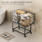 Rolling Laundry Cart, 80L Wire Laundry Hamper Basket on Wheels, Dirty Clothes Basket with Handle, Metal Clothes Hamper Organizer for Laundry Room, Bathroom, Bedroom, Dorm, Black