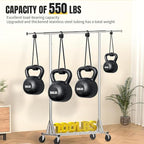Clothing Garment Rack Capacity 550LBS Rolling Clothes Rack on Wheels - Heavy Duty Commercial Storage Organizer - Mobile Clothes Rack with Multifunctional Design (Silver)