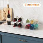 Lifewit Plastic Stackable Wine Rack for refrigerator, Cabinet, Countertop,Wine Bottle Holder, Water Bottle Organizer for Fridge, Pantry, Hold 12 Bottles