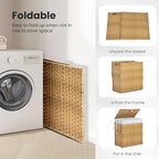 NEWBULIG Foldable Laundry Hamper with Lid, 29.1 Gallon (110L) Large Capacity Clothes Basket, Three Insert Storage Organizer Bin for Bedroom, Bathroom & Laundry Room, Yellow