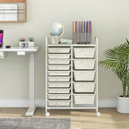 Giantex 15 Drawers Rolling Cart, Classroom Organizers, Storage Cart with Wheels, for Teacher Office Home School Supplies Tool Craft Art Paper