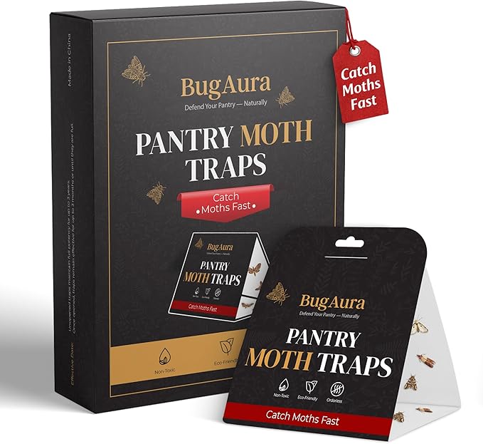 20 Pack Pantry Moth Traps for House Indoor – Advanced Red Line Formula Pantry Moth Traps with Pheromones Prime – Safe & Non-Toxic – Targets Indian Meal Moths & Other Pantry Moths