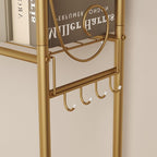 HOME BI Over The Toilet Storage Shelf, 3-Tier Over Toilet Bathroom Organizer Rack, Freestanding Space Saver Toilet Stands with Hooks, Gold