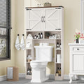 Vabches Over The Toilet Storage Cabinet, Farmhouse Storage Cabinet Over Toilet with 2 Barn Doors ，Toilet Paper Holder Stand，Home Space-Saving Toilet Rack, for Laundry, Restroom, Bathroom