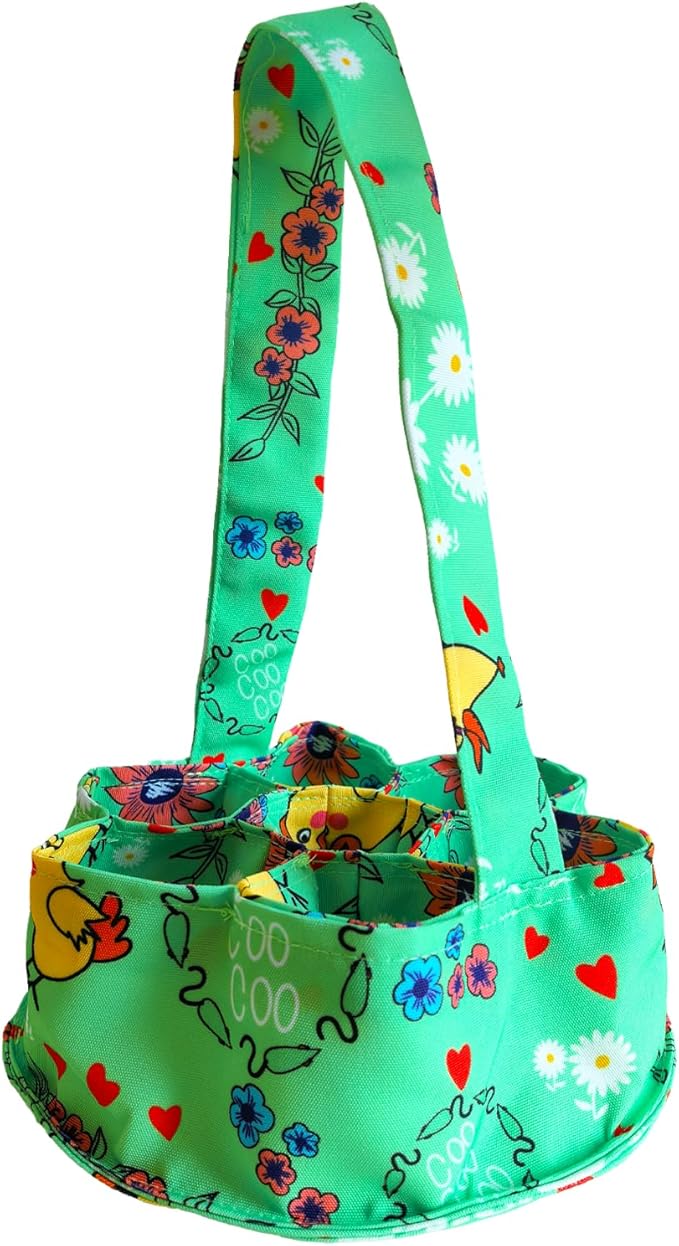UKJENT Egg Collecting Basket, 7 Pouches Canvas Chicken Egg Gathering Basket, Machine Washable, Hold Different Size Eggs Collection Carrier Bag, Duck Goose Quail Fresh Eggs Collector, Farm & Home Use