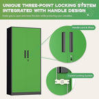 INTERGREAT Metal Storage Cabinet,72" Steel Lockable File Cabinet with Locking Doors and Adjustable Shelves,Locking Tool Cabinets for Office,Home,Garage,Gym,School (Black Green)