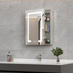 16 * 24 Smart LED Lighted Bathroom Medicine Cabinet Mirror with Touch Control, 3-Color Temperature, Stepless Dimming, 1-Hour Auto-Off – Ideal for Modern Bathrooms and Makeup Routines