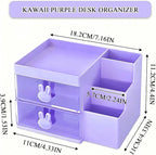 2 Drawer Storage Organizer Small Plastic Drawer Kawaii Purple Desk Organizer Drawer for Bathroom, Dorm, Desk, Office