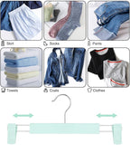 Clothes Pants Hangers, Space-Saving Skirt Holders with 360 ° Swivel Hooks, Adjustable Clips, Trouser Hangers, Clothes Coat Garment Jeans Hangers (30 Pack, Green)