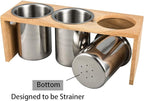 IMEEA Silverware Caddy Flatware Holder Stainless Steel Utensil Caddy Organizer with Wood Base for Countertop Parties Kitchen