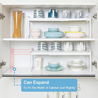 3 Pack Kitchen Cabinet Organizer Shelf, Stackable Expandable Shelves Organizers For Kitchen Cabinet Countertop Storage, Adjustable Counter Cupboard Pantry Organizer Shelf Rack Stand, Length:25.5 Inch