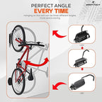 Foldable Bike Rack 2-Pack, Space Saving Vertical Bike Wall Mount with Adjustable 150° Rotating Hanger, Easy Garage, Indoor, or Shed Installation