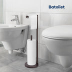 Toilet Paper Holder Stand, Bathroom Toilet Paper Roll Holder Stand with Reserve, Standing Toilet Paper Holder with Storage,Toilet Paper Roll Holder for 4 Rolls, Bronze