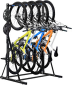 Freestanding Bike Rack - Heavy Duty 5-Bike Vertical Stand, Width: 53 Inches,350lb Capacity Garage Storage Organizer,Black