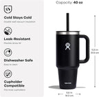 Hydro Flask Travel Tumbler with Handle, Lid and Straw - Insulated Stainless Steel in 40 Oz Tonal Birch Gray