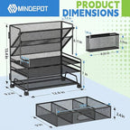 4-Tier Paper Organizer + 3-Pocket File Holder, Desktop File Organizers Paper Tray for Office School Classroom Workspace Organization (Black Desk Organizer)