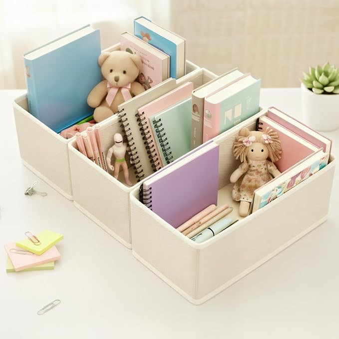 Small Foldable Fabric Drawer Organizer 3-Pack - 11“ Breathable Closet & Dresser Storage Bins for Socks, Underwear, Bras & Baby Clothes, Gray