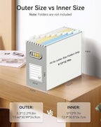 Oterri Cardboard File Organizer Box for Hanging File Folders Letter Size,File Box for Computer Desk,File Cabinet,Working Home,Office,Classroom (Grey, Letter Size - 2 Packs)