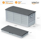 VINGLI 75 Gallon Collapsible Outdoor Storage Box, Simple-to-assemble Plastic Storage Containers with Lid, Patio Deck Box Furniture for Garden, Pool, Balcony, Yard (Black)