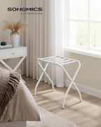 SONGMICS Luggage Rack, Set of 2, Luggage Racks for Guest Room, Suitcase Stand, Steel Frame, Foldable, for Bedroom, Cloud White URLR064W02