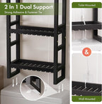 AmazerBath Bamboo Over The Toilet Storage Shelf - 3-Tier Bathroom Organizers and Storage Shelves, 2 in 1 Dual Stable Above Over Toilet Bamboo Shelf Home Storages Rack for Small Bathroom, Black