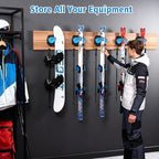 WDZREE Ski & Snowboard Wall Rack for Garage, Fits Any Ski or Board, Ski Wall Mount Garage Organization Holders, Damage-Free Storage Rack, Space-Saving Clamp Winter Gear Organizer, Blue (4 Pack)