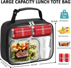 Lunch Box Kids Insulated Lunch Bag for Boys Girls Cute Reusable Lunch Tote Bag Waterproof Portable Thermal Lunch Box Kids for School Picnic Travel Black