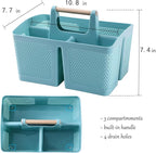 rejomiik Portable Shower Caddy Basket Plastic Cleaning Caddy Organizer Storage Tote with Handle for Bathroom, College, Dorm Room Essentials, Blue