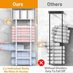 Towel Racks for Bathroom Wall Mounted, 4 tire Bath Towel Storage - with 2 Pack Towel Shelf and Floating Shelves Over Toilet, Rolled Towel Holder Shelf Organizer, Sturdy Metal & Wood, 34inch, White