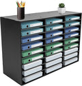 LOYALHEARTDY Literature Organizer, 27 Slots Compartments Paper Sorter PVC Mail Organizer, Literature Holder for School Office Study, Black, 31.5"(L)*12"(W)*21.7"(H)