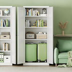 INTERGREAT Metal Storage Cabinet with Magnetic Doors, 63" H Traditional European Style Metal Cabinets with 2 Doors and 4 Adjustable Shelves for Home Office, Kitchen, Bathroom (White)
