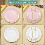 Hotop 12 Pieces Plate Hangers for Wall Stainless Steel Wire Invisible Heavy Duty Plate Hangers Display Holders with 12 Pieces Hooks for Wall Decorative(8/10/12 Inch,Gold)